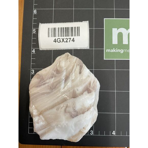 Pink Cream Layered Swirl Art Glass Cullet Glowing Manganese Slag Glass #4GX274 - Picture 5 of 5